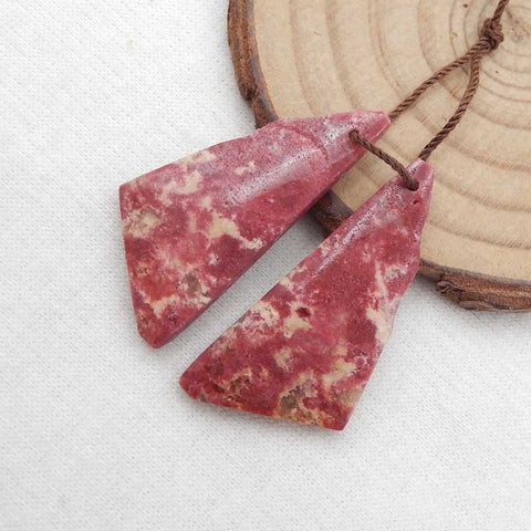 Natural Thulite Jasper Earring Beads 30x20x4mm, 6.8g