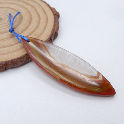 Perle pendentif percée en agate rouge des États en guerre naturels, 49 x 15 x 5 mm, 5,7 g