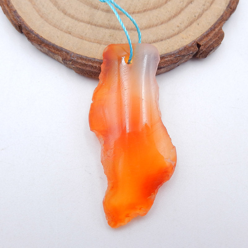 Perle pendentif en agate rouge naturelle, 41 x 17 x 6 mm, 6,4 g