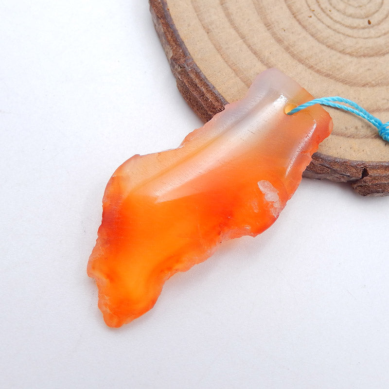 Perle pendentif en agate rouge naturelle, 41 x 17 x 6 mm, 6,4 g