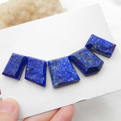 5 PCS Natural Lapis Lazuli Cabochons 20x7mm, 21x12x7mm, 25.9g