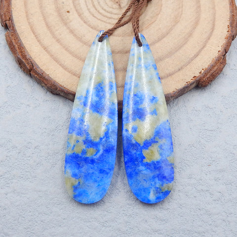 Boucles d'oreilles en forme de larme de lapis-lazuli naturel, 42 x 12 x 4 mm, 7,4 g