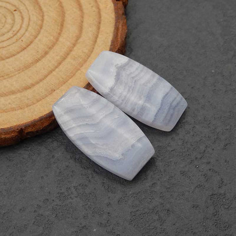 Natural Blue Lace Agate Earring Beads 23x12x4mm, 5.5g(side-drilled)