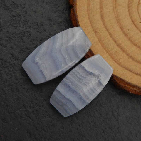 Natural Blue Lace Agate Earring Beads 23x12x4mm, 5.5g(side-drilled)