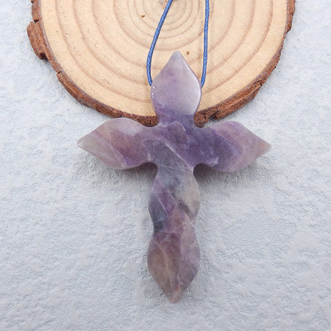 Perle pendentif en pierre précieuse de fluorite naturelle, 57x44x8mm, 22.5g