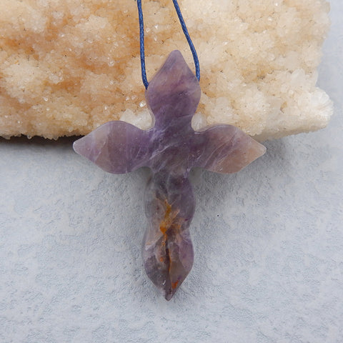 Perle pendentif en pierre précieuse de fluorite naturelle, 57x44x8mm, 22.5g