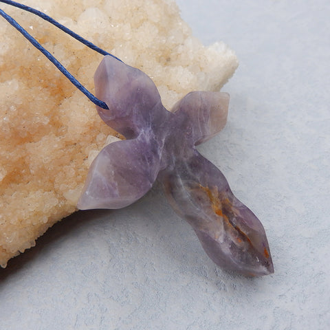 Perle pendentif en pierre précieuse de fluorite naturelle, 57x44x8mm, 22.5g