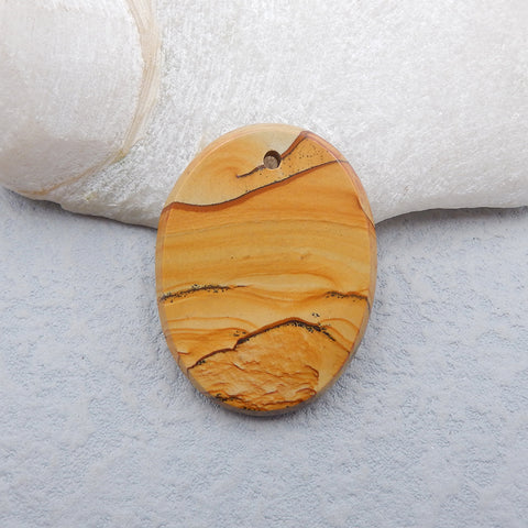 Natural Picture Jasper Pendant Bead 30X40X5mm, 10.4g