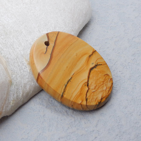 Natural Picture Jasper Pendant Bead 30X40X5mm, 10.4g