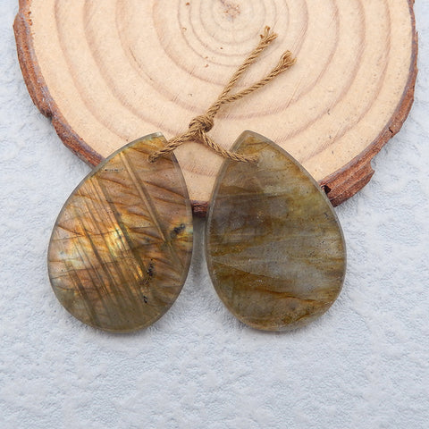 Natural Labradorite Earring Beads 30x21x3mm, 8.3g