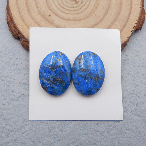 Paire de cabochons ovales à dos plat en lapis-lazuli bleu naturel, 19 x 14 x 4 mm, 4,6 g