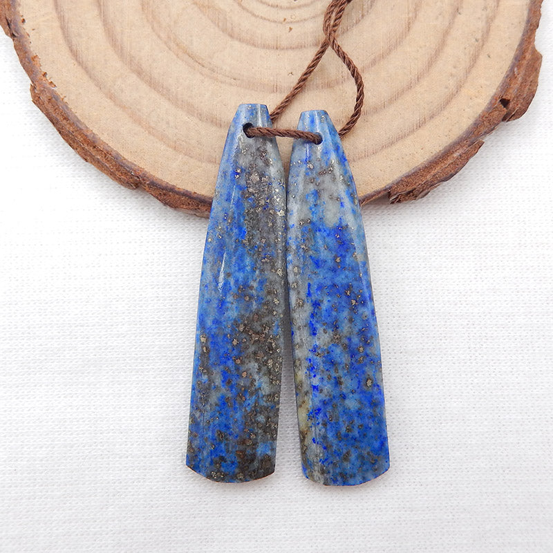 Perles de boucles d'oreilles en pierres précieuses de lapis-lazuli naturel, 43 x 10 x 3 mm, 6,6 g