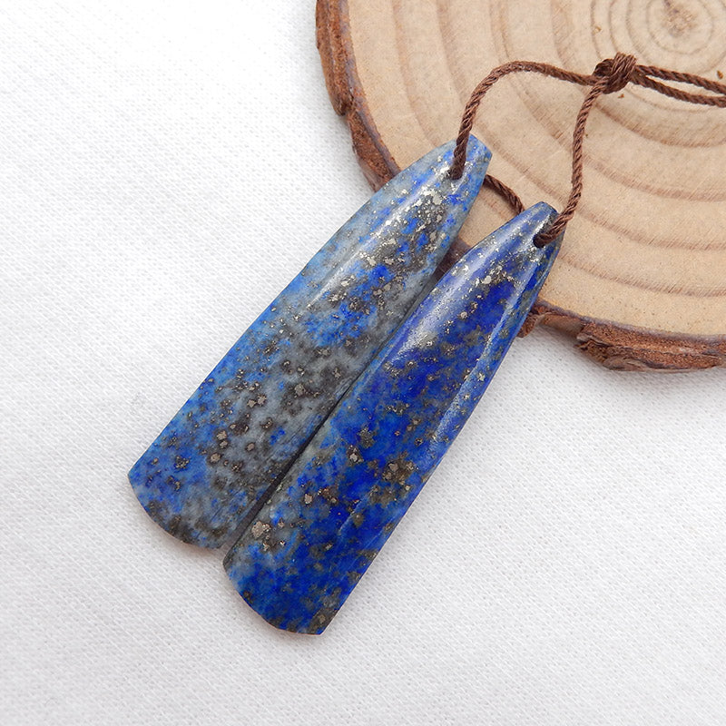 Perles de boucles d'oreilles en pierres précieuses de lapis-lazuli naturel, 43 x 10 x 3 mm, 6,6 g