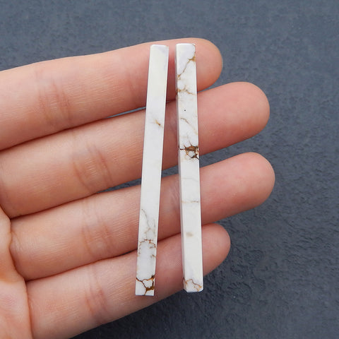 Natural Howlite Long Earring Beads 56x4mm, 5.6g