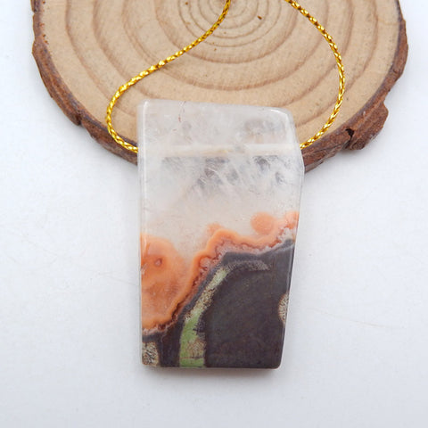 Natural Mushroom Jasper Pendant Bead 41x26x5mm, 12.5g