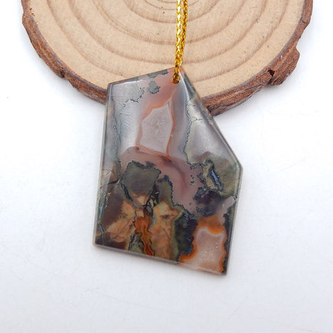 Perle pendentif en pierre précieuse de jaspe champignon naturel, 49 x 30 x 9 mm, 10,5 g