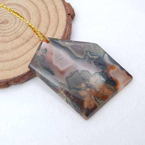 Natural Mushroom Jasper Pendant Bead 49X30X9mm, 10.5g