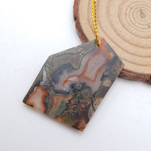 Natural Mushroom Jasper Pendant Bead 49X30X9mm, 10.5g