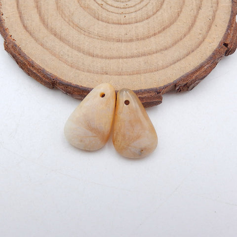 Natural Bamboo Agate Earring Beads 16x11x4mm, 2.3g