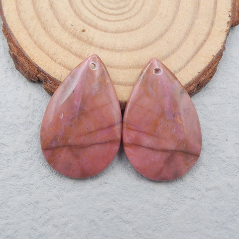 Natural Rhodonite Earring Beads 30x20x4mm, 12g