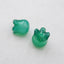 Natural Green Agate Carved flower Earring Beads 11x9mm, 3.2g