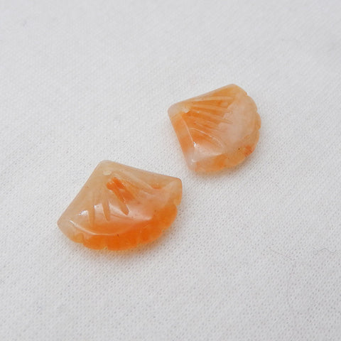 Natural Yellow Jade Carved leaf Earring Beads 15x18x4mm, 3g