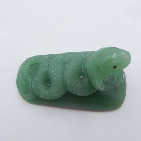 Nouveau, Ornement de serpent en pierre précieuse d'aventurine verte sculptée, 62x34x45mm, 62.8g