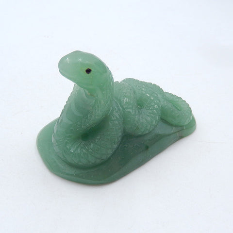 Nouveau, Ornement de serpent en pierre précieuse d'aventurine verte sculptée, 62x34x45mm, 62.8g