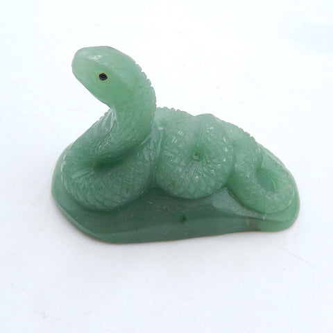 Nouveau, Ornement de serpent en pierre précieuse d'aventurine verte sculptée, 62x34x45mm, 62.8g