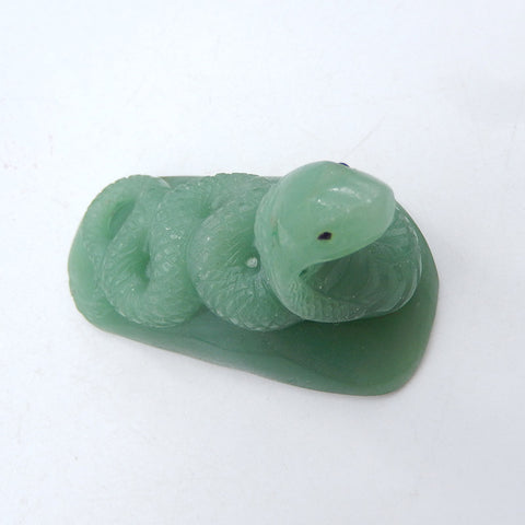 Nouveau, Ornement de serpent en pierre précieuse d'aventurine verte sculptée, 62x34x45mm, 62.8g