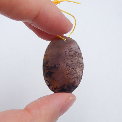 Natural Dendritic Agate Pendant Bead 30x22x7mm, 8.3g