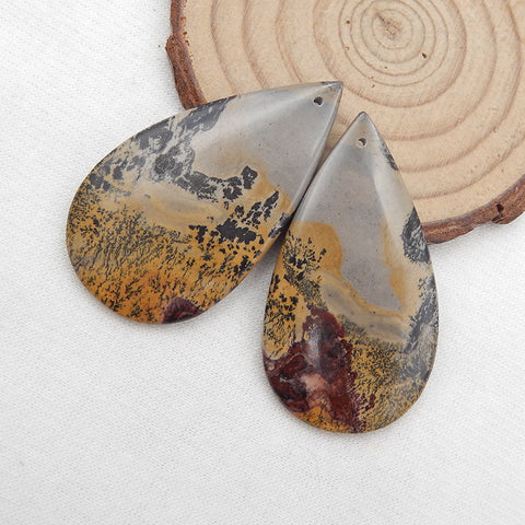 Natural Chohua Jasper Earring Beads 46x26x4mm, 14.5g