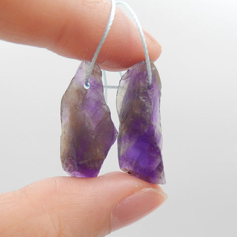 Natural Amethyst Earring Beads 28x12x10mm, 7.6