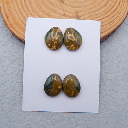 2 pairs Natural Ocean Jasper Cabochons 16x12x5mm, 6.5g