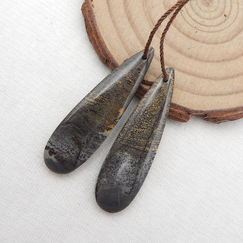 Paire de boucles d'oreilles percées Teardrop Chohua Jasper, 39 x 11 x 3 mm, 5,6 g