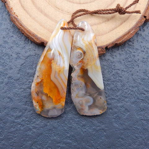 Paire de Boucles d'Oreilles Percées en Agate Naturelle de Forme Libre, 40X14X4mm, 7.5g