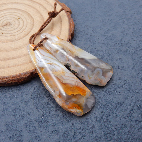 Paire de Boucles d'Oreilles Percées en Agate Naturelle de Forme Libre, 40X14X4mm, 7.5g