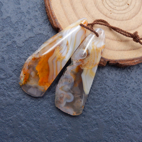 Paire de Boucles d'Oreilles Percées en Agate Naturelle de Forme Libre, 40X14X4mm, 7.5g