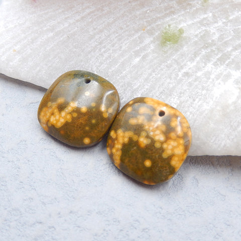 Natural Ocean Jasper Earring Beads 16x16x4mm, 4.1g