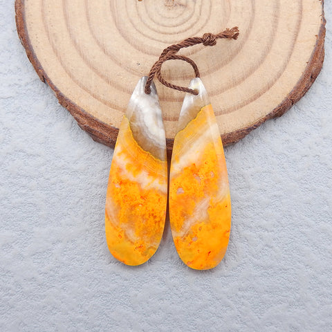 Bumble Bee Stone Teardrop Earrings 石对制作耳环，37x12x7mm，6.2g