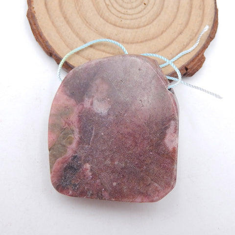 Natural Rhodonite Carved bear Pendant Bead 42x38x11mm, 40g