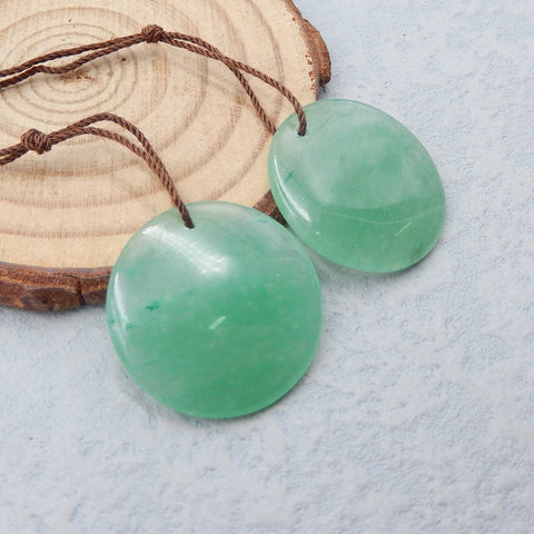 Natural Green Aventurine Earring Beads 23x23x4mm, 7.8g