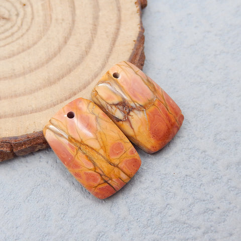 Natural Red Creek Jasper Earring Beads 18X12X4mm, 3.8g