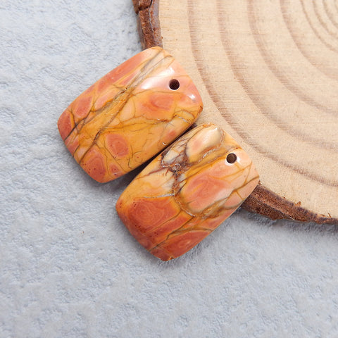 Natural Red Creek Jasper Earring Beads 18X12X4mm, 3.8g