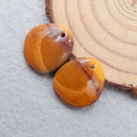 Perles de boucles d'oreilles naturelles Mookaite Jasper Gemstone, 17 x 15 x 4 mm, 3,6 g