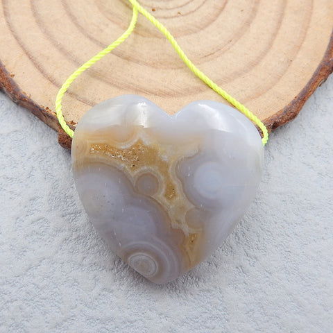 Perle pendentif en forme de coeur en agate naturelle, 27x28x10mm, 10.8g