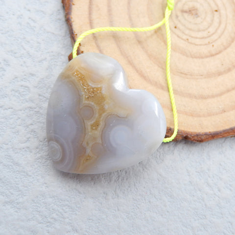 Perle pendentif en forme de coeur en agate naturelle, 27x28x10mm, 10.8g