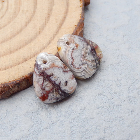 Natural Crazy Lace Agate Earring Beads 13x11x3mm, 2.0g