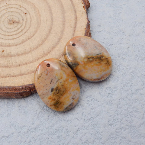 Natural Ocean Jasper Earring Beads 20x15x4mm, 4.7g