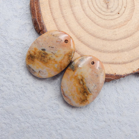 Natural Ocean Jasper Earring Beads 20x15x4mm, 4.7g